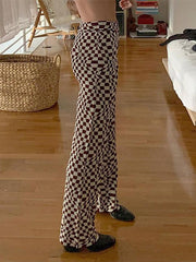 Psychedelic Checkerboard Print Wide-Leg Pants - HouseofHalley