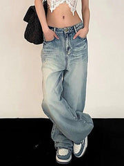 Vintage Washed Mopping Loose Boyfriend Jeans - HouseofHalley