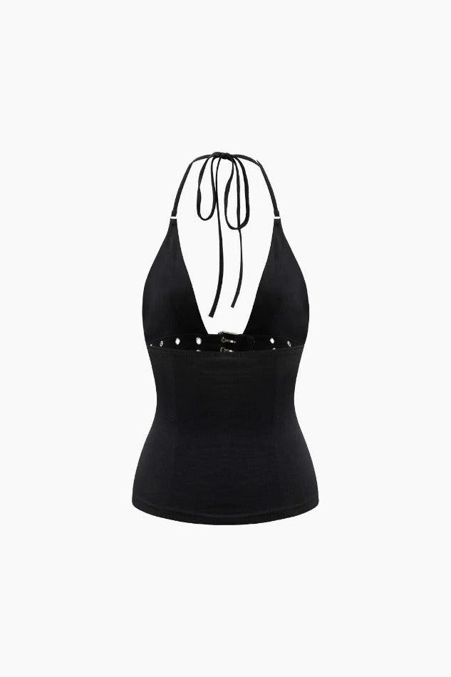 Buckle V-neck Halter Top - HouseofHalley