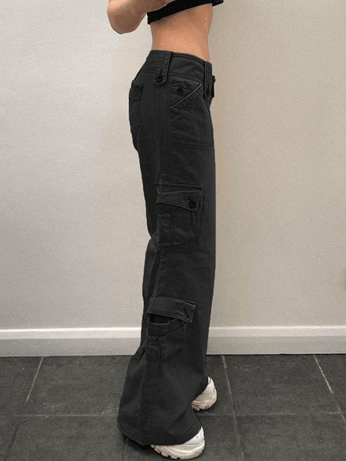 Buttoned Straight Leg Cargo Jeans - HouseofHalley