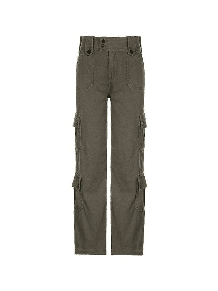 Buttoned Straight Leg Cargo Jeans