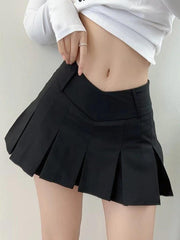 V Cut Pleated Micro Mini Skirt - HouseofHalley