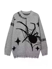 Spider Jacquard Tattered Hem Sweater - HouseofHalley