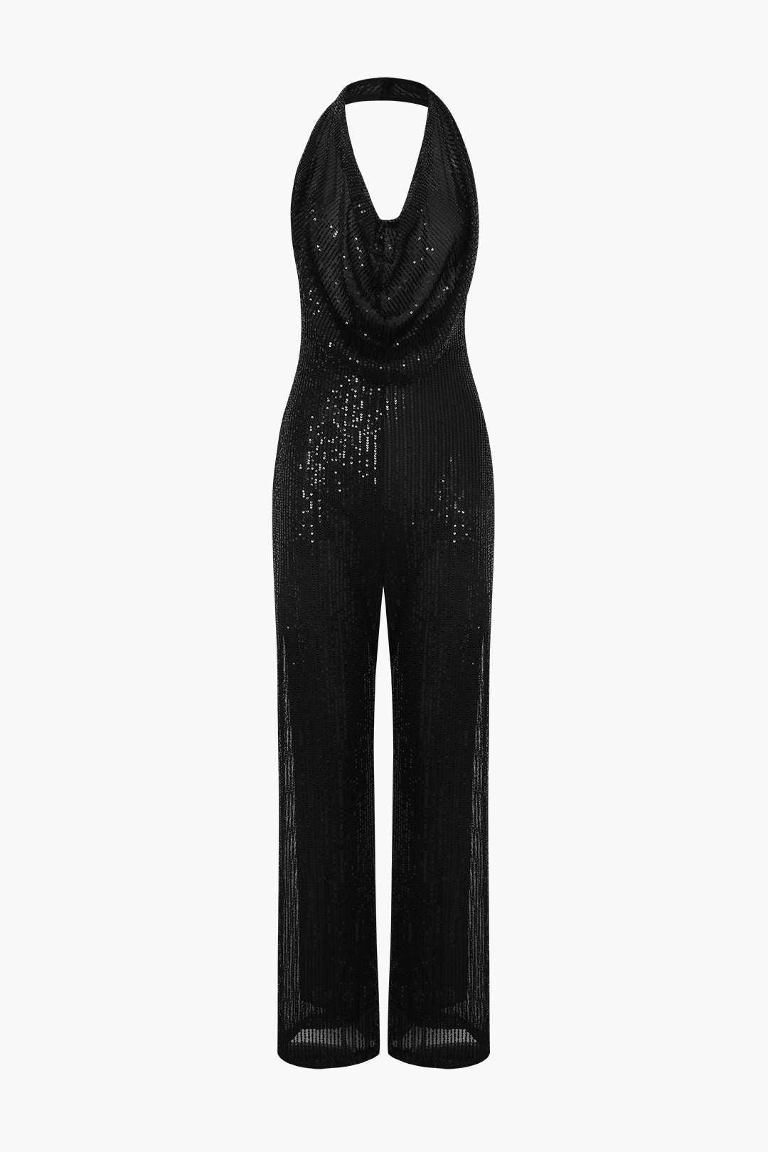 Halter Neck Backless Sequin Jumpsuit - HouseofHalley