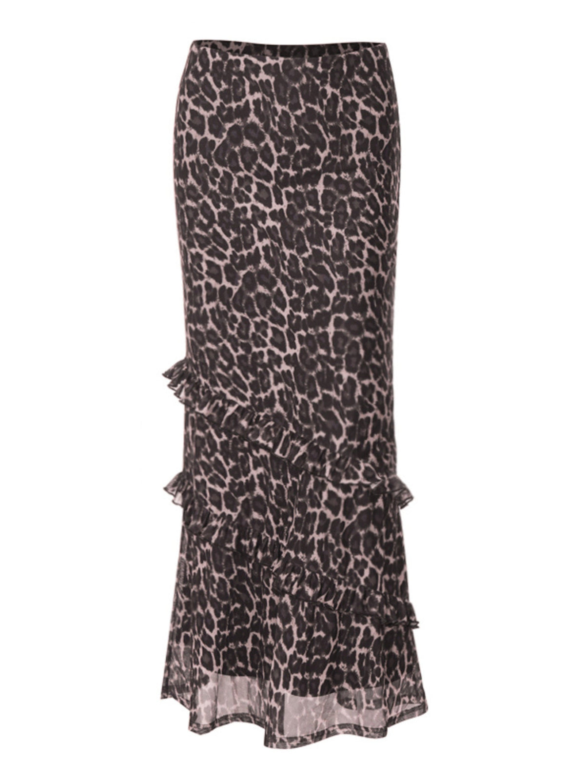 Ahria Mesh Leopard Maxi Skirt