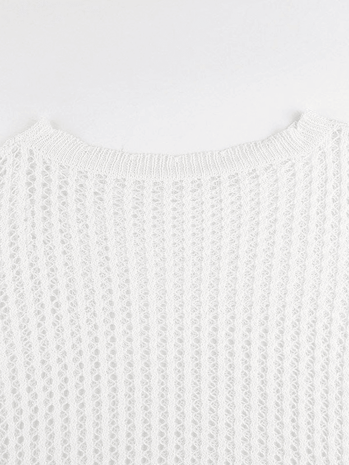 Hollow Out Crochet Long Sleeve Knit Top