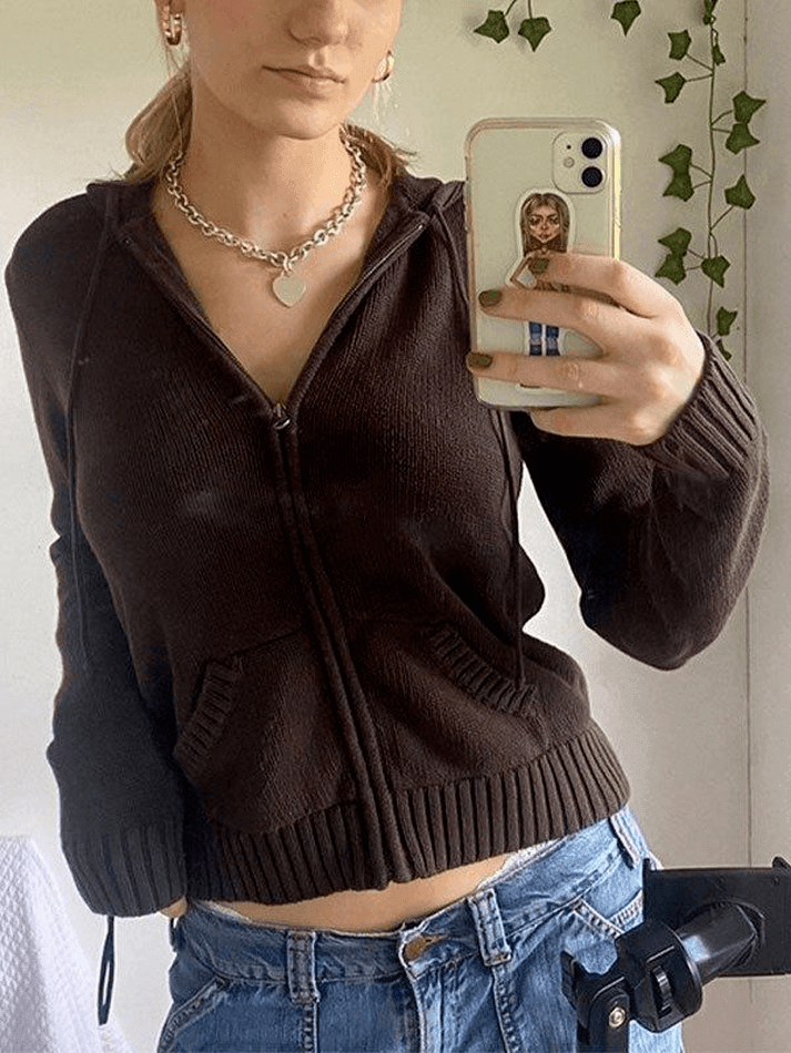 Hooded Crop Knit Cardigan - HouseofHalley