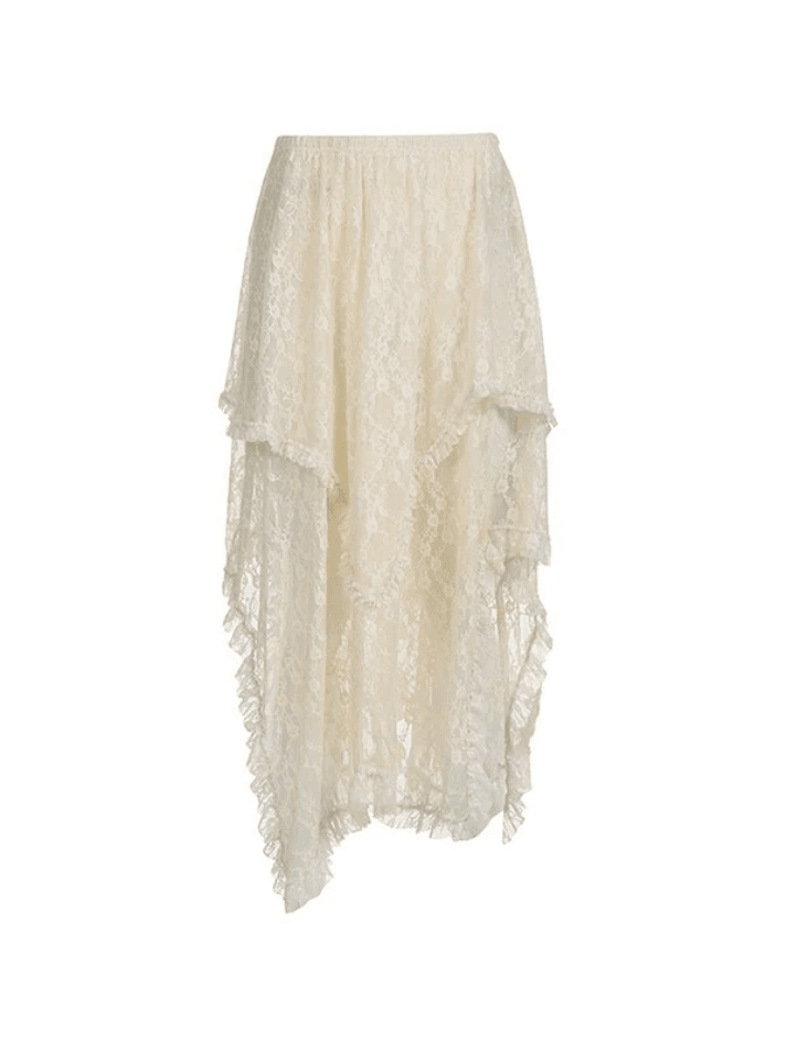 Irregular Lace Ruffle Skirt