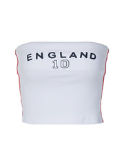 England Letter Print Strapless Top