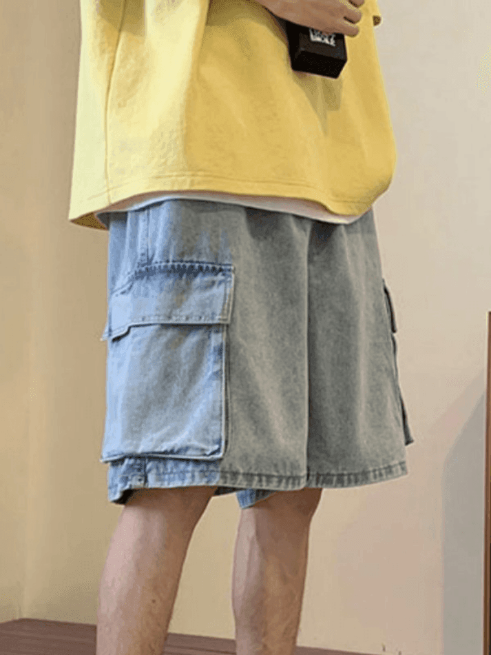 Men's Washed Loose Cargo Denim Shorts - HouseofHalley