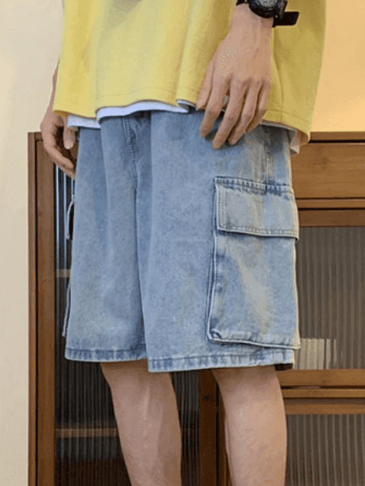 Men's Washed Loose Cargo Denim Shorts - HouseofHalley