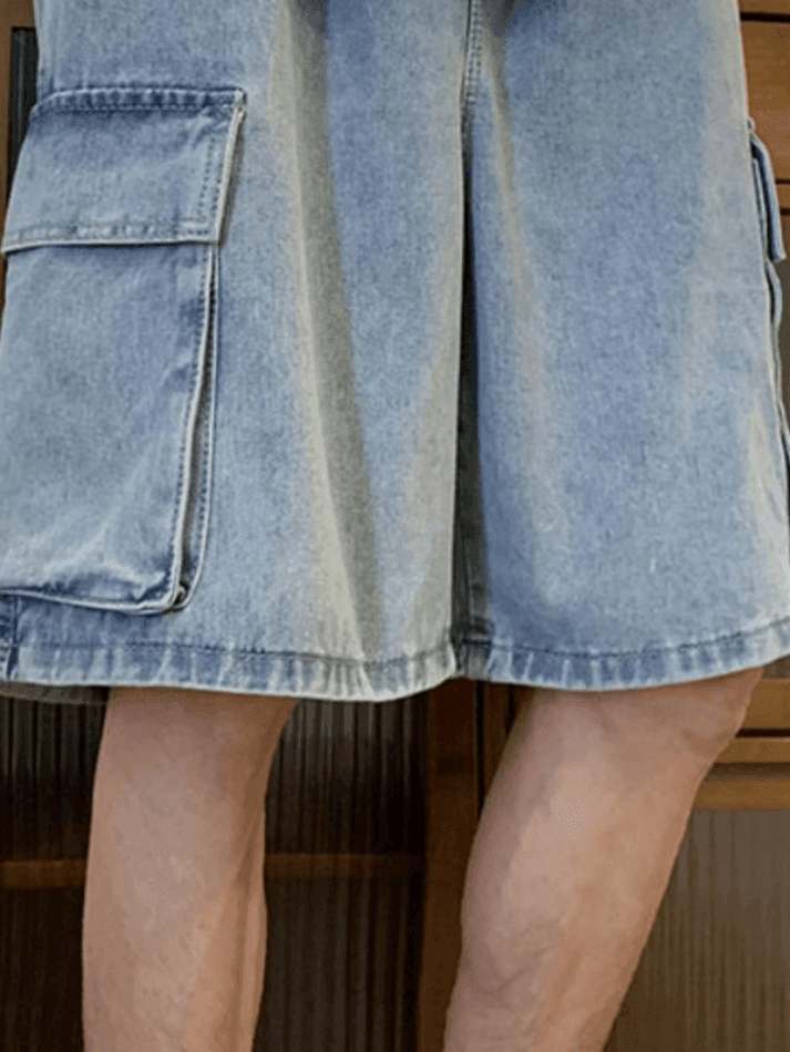 Men's Washed Loose Cargo Denim Shorts - HouseofHalley