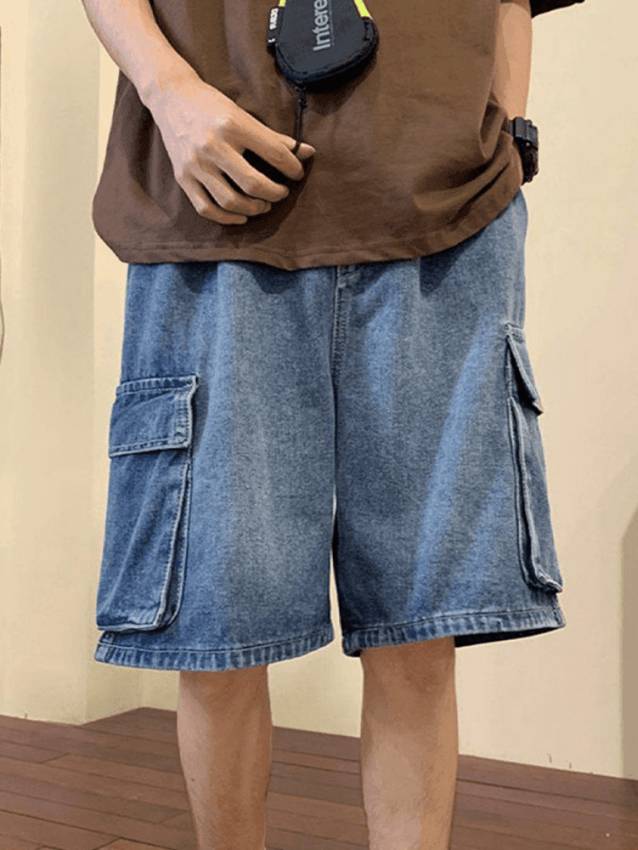 Men's Washed Loose Cargo Denim Shorts - HouseofHalley