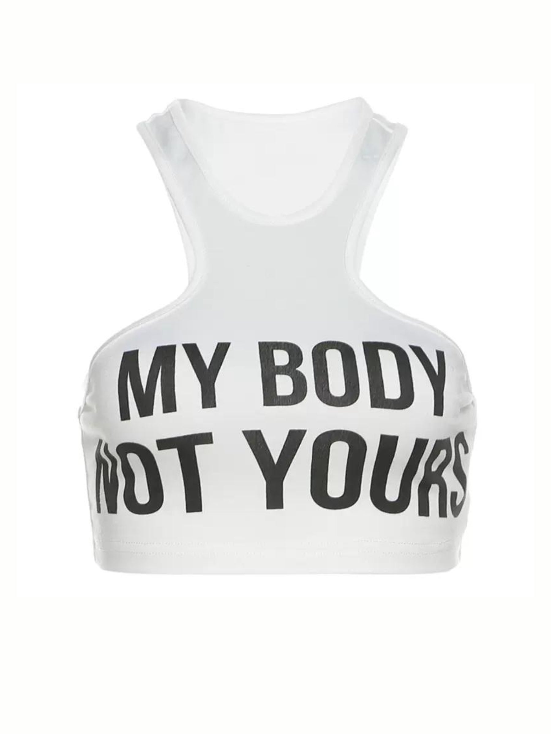 My Body Letter Print Crop Top