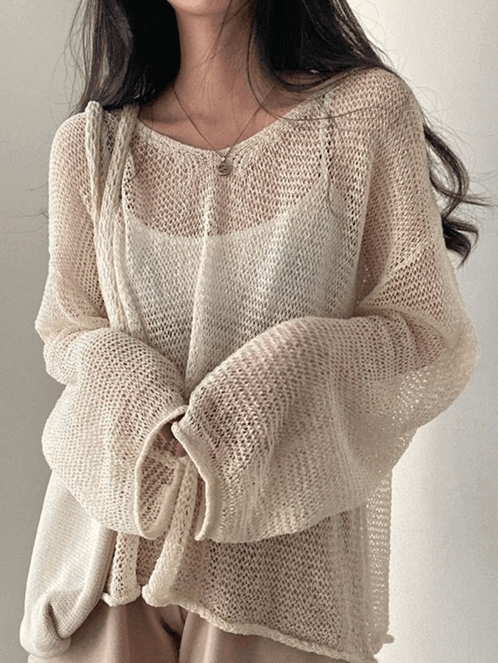 Oversized Long Sleeve Crochet Knit Top - HouseofHalley