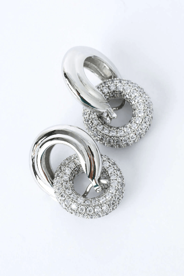 Pave Interlock Hoop Earrings - HouseofHalley