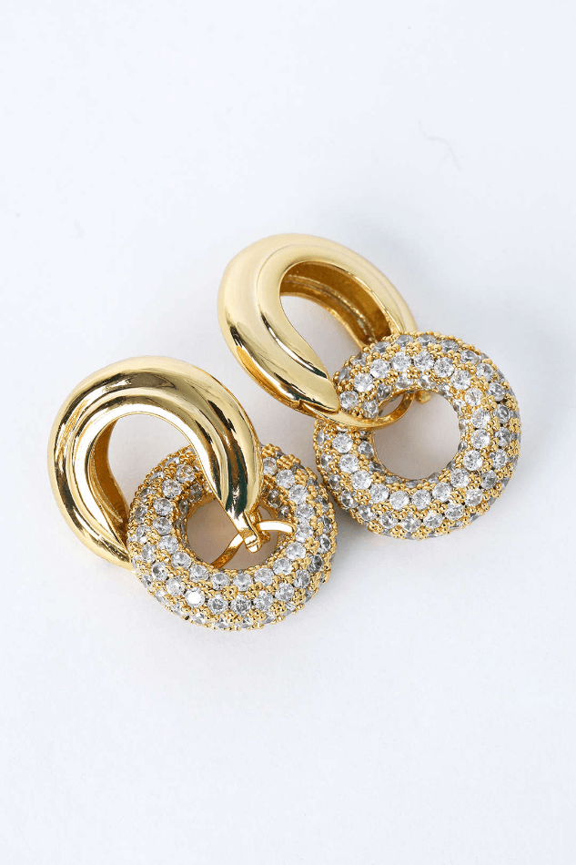 Pave Interlock Hoop Earrings