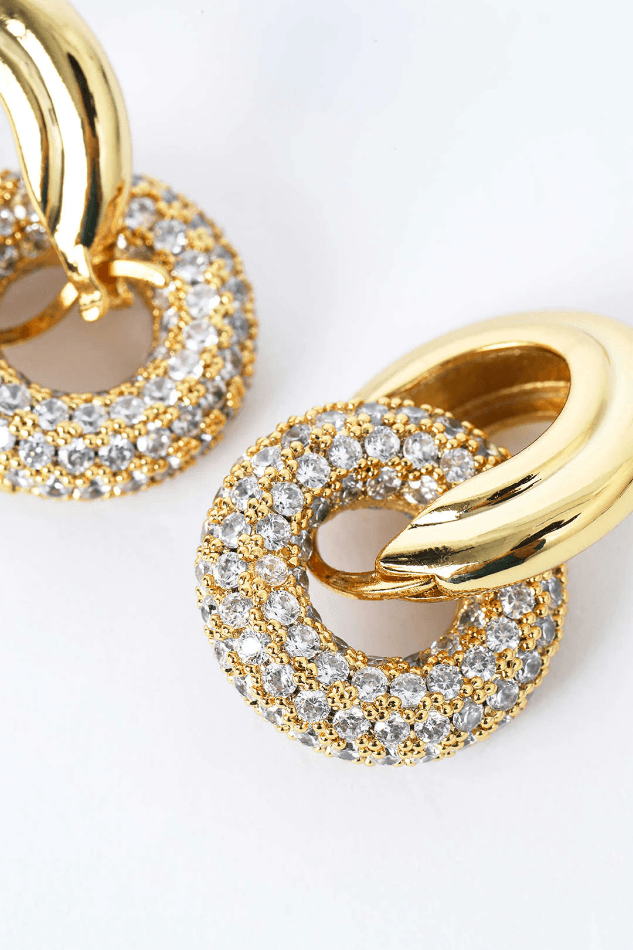 Pave Interlock Hoop Earrings