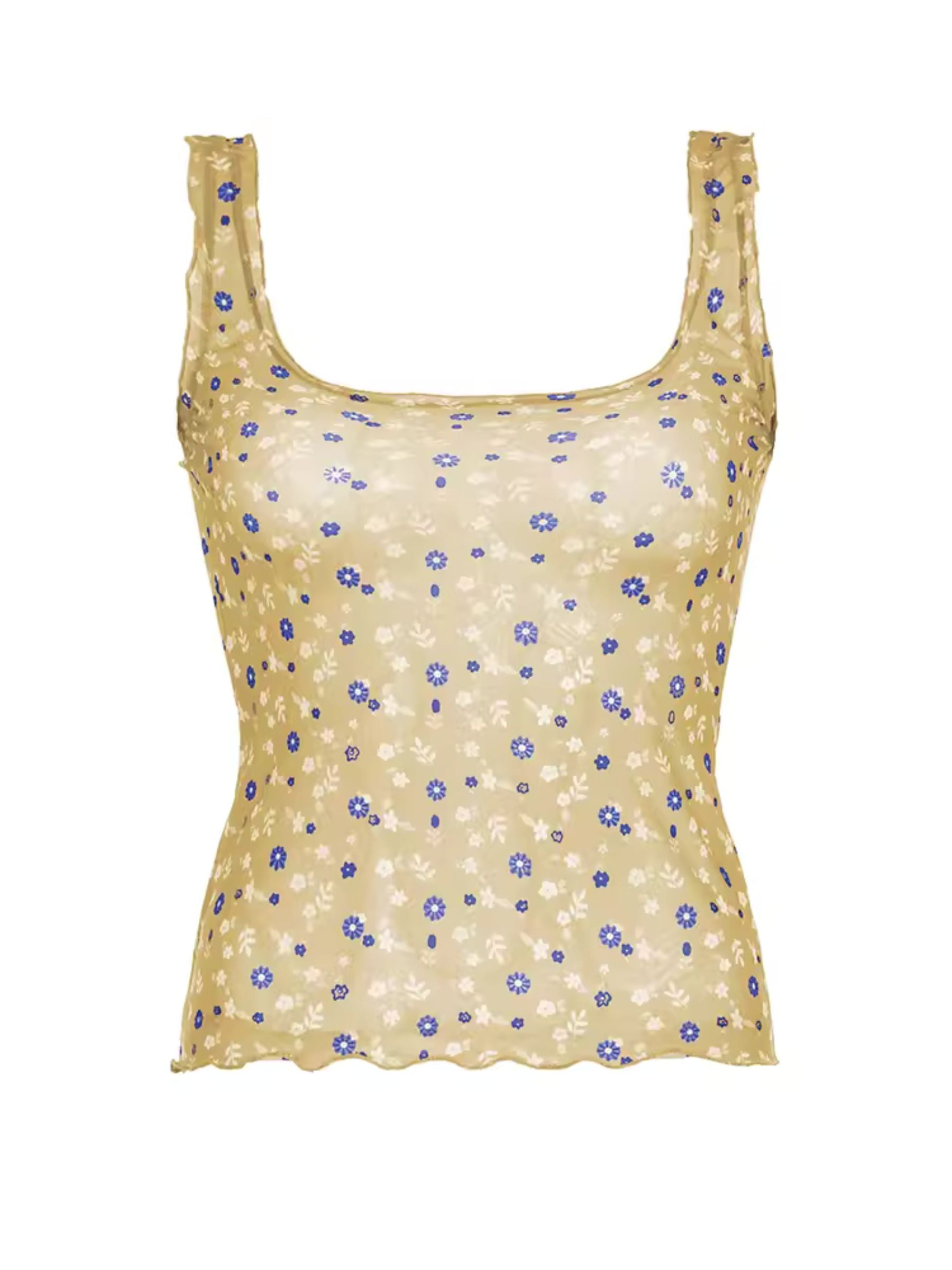 Nil Floral Print Mesh Tank Top