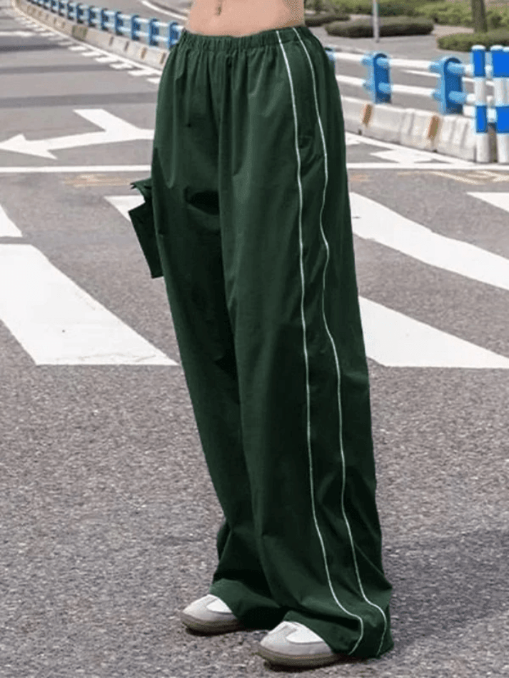 Piping Detail Wide Leg Track Pants - HouseofHalley