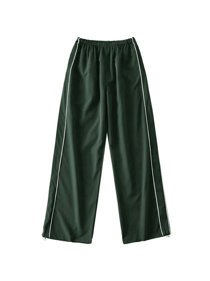 Piping Detail Wide Leg Track Pants - HouseofHalley