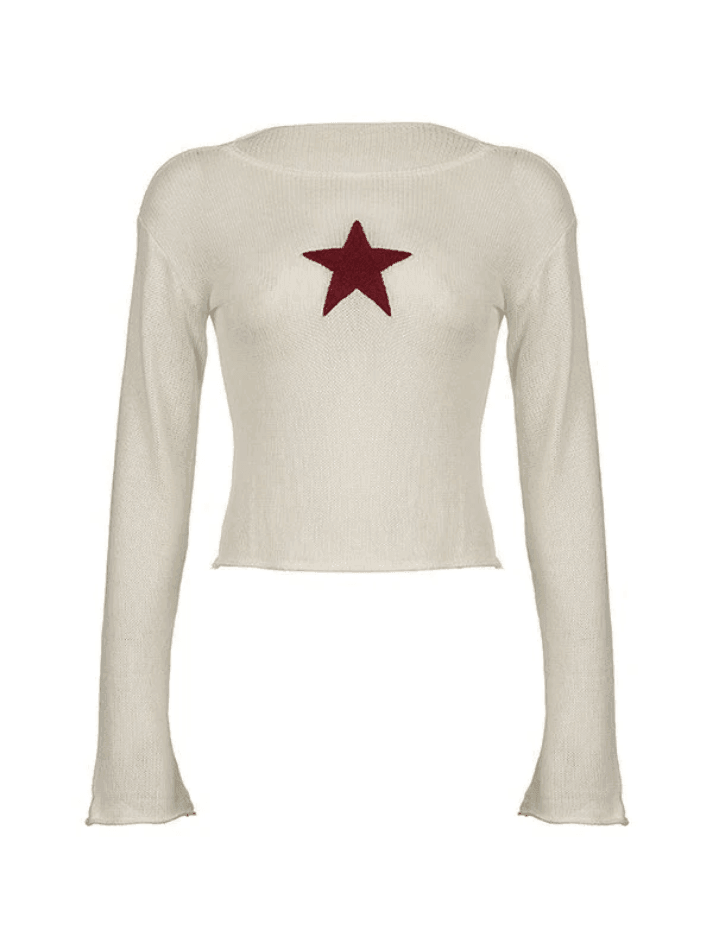 Star Crochet Knit Cropped Knit Top - HouseofHalley