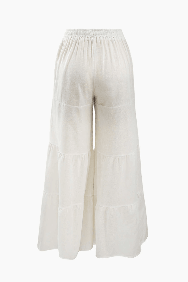 Tiered Wide Leg Drawstring Pants - HouseofHalley