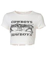 Cowboys Letter Print Crop T-Shirt