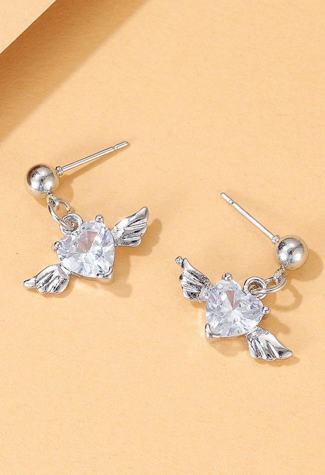 Vintage Cherub Wing Rhinestone Earrings - HouseofHalley