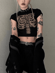 Vintage Skeleton Printed Crop Top - HouseofHalley