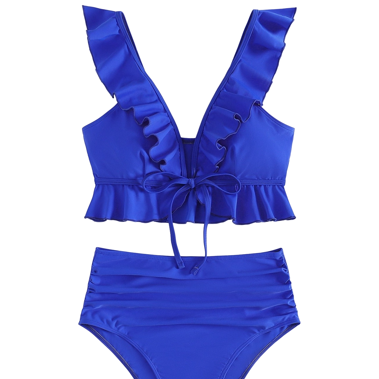 High Waist Ruffle Strap Bikini Set