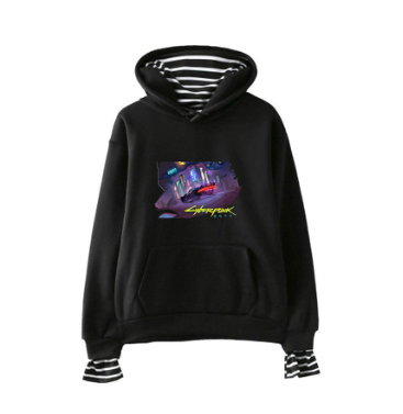 Cyberpunk 2077 striped sleeve Hoodie