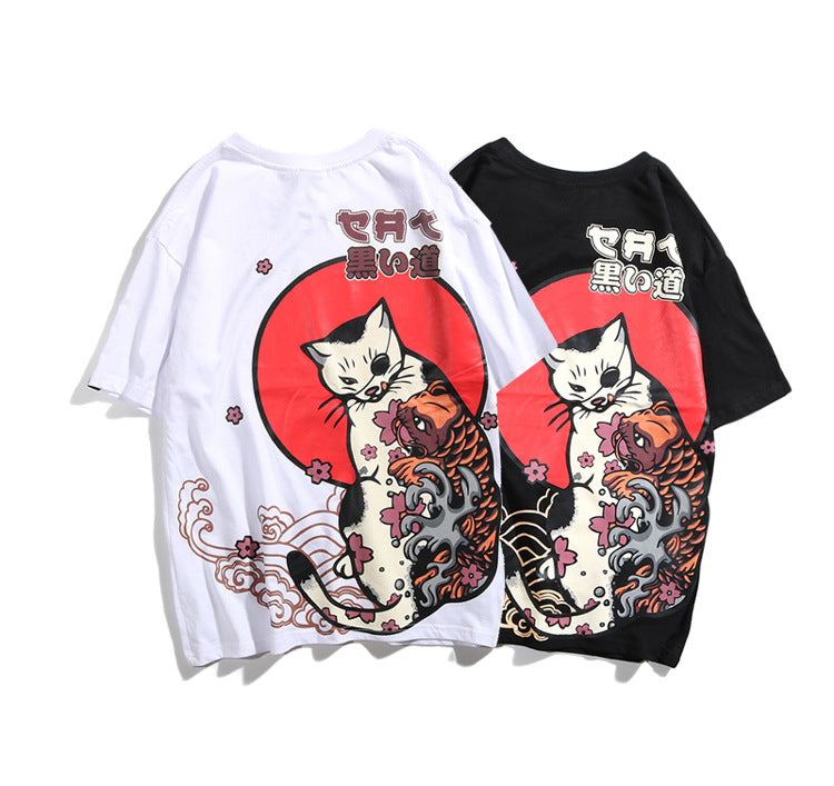 Asian street design Cat&Koi T-shirt