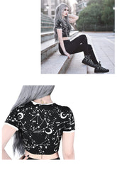 Zodiacal Constellations Galaxy Crop Top