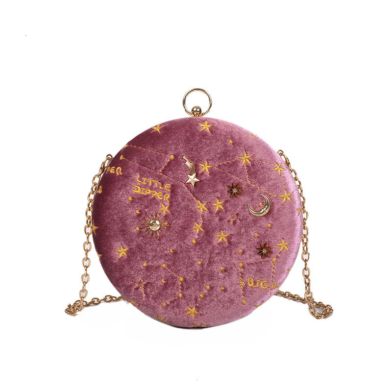 Galaxy Moon Suede Zipper Bag