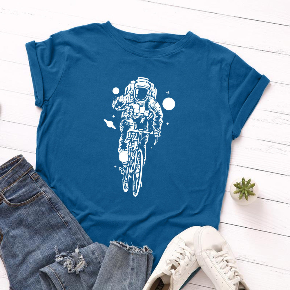 Cycling Astronaut T-shirt Cycling Through The Galaxy