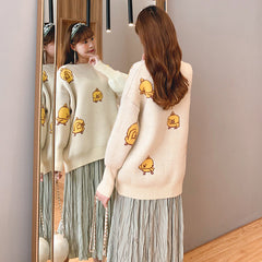 Bird Cartoon Loose Sweater