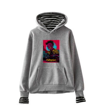 Cyberpunk 2077 striped sleeve Hoodie