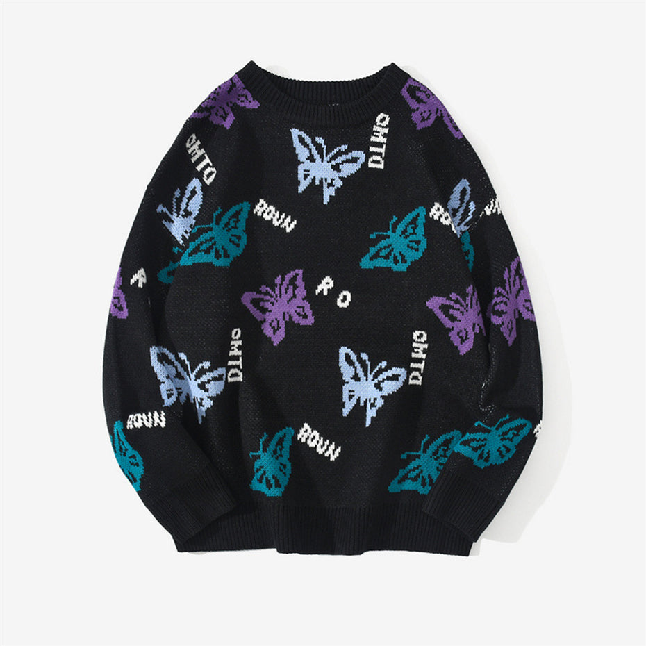 Butterfly Print Knitted Sweater