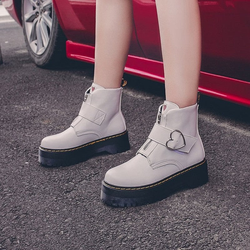 Heart PU Vegan Leather Boots