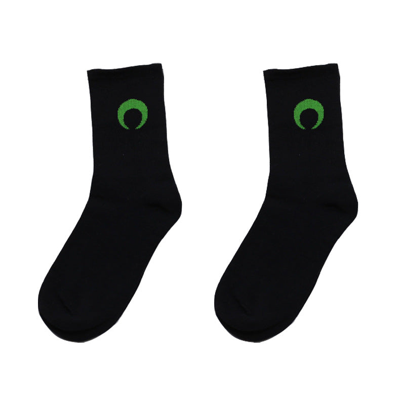 Green Aesthetic Crescent Moon Socks