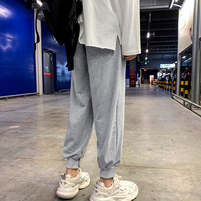 Solid Color Ankle Button Sweatpants