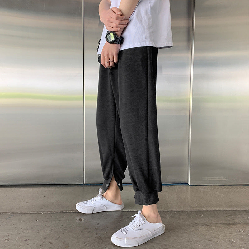 Solid Color Ankle Button Sweatpants