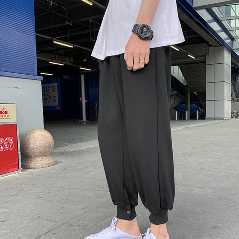 Solid Color Ankle Button Sweatpants