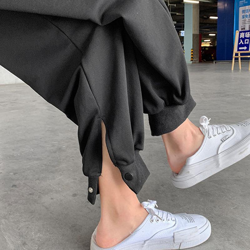 Solid Color Ankle Button Sweatpants