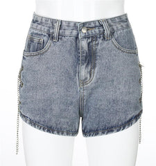 Side Slit High Waist Jeans Shorts