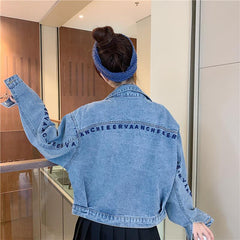 Letters Embroidered Denim Jacket