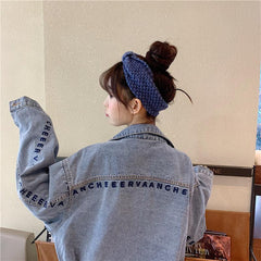 Letters Embroidered Denim Jacket