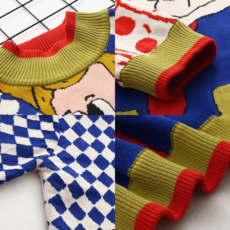 Cartoon Clown Knitted Sweater