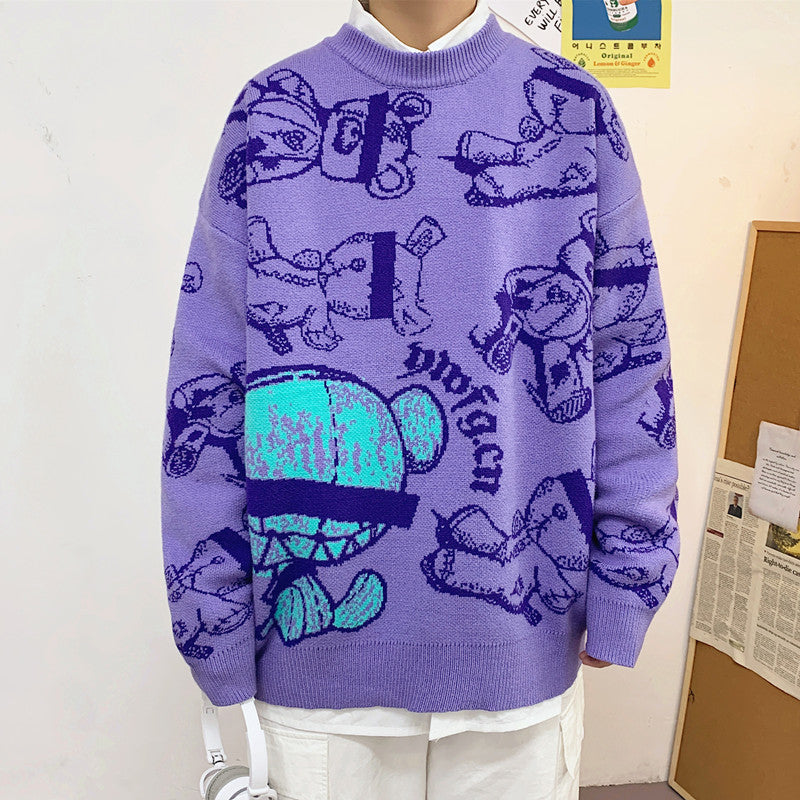 Cover Eyes Bear Oversize Sweater